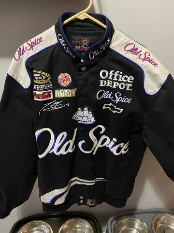 Vintage NASCAR JH Design Tony Stewart #14 Old Spice Racing Jacket Size: L  BLACK Cover