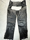 Genuine Leather Chaps Mens Medium Black Unik Leg Length 32in Width 11in