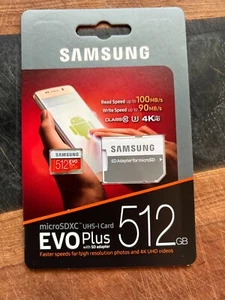 Samsung EVO Plus 512GB Class 10 MicroSDXC Memory Card w/Adapter MB-MP256D - Photo 1 sur 2