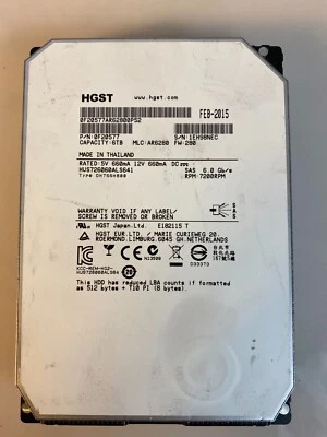 HGST Ultrastar He6 6TB 7.2K 3.5" SAS 6Gbps 512n 64MB HDD HUS726060ALS641 0F20577 - Image 1 of 3