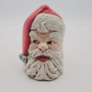 Vintage Santa Head Figurine Christmas Collectible Heavy Ceramic Clay - Picture 1 of 9