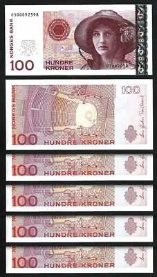 Norway 100 Kroner 2010, UNC, 5 Pcs LOT, P-49e - Image 1 of 4