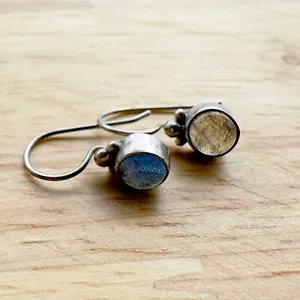 Vintage 80s Delicate Litte Moonstone Sterling Silver Earrings - Foto 1 di 7