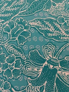 1 Yard Turquoise Blue HANGING GARDENS by M'Liss, Large Print, 42 Wide - Picture 1 of 3