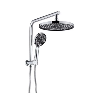 WELS 10" Rain Shower Head Set Round Chrome 2 in 1 Gooseneck Arm - Picture 1 of 9
