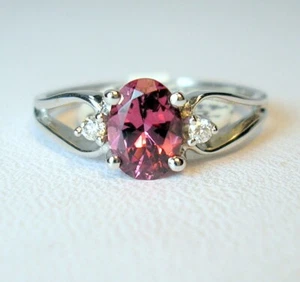 0.95 ct Fair Trade Natural Rhodolite Diamonds 10K White Gold Ring Was $725 Video - Picture 1 of 13