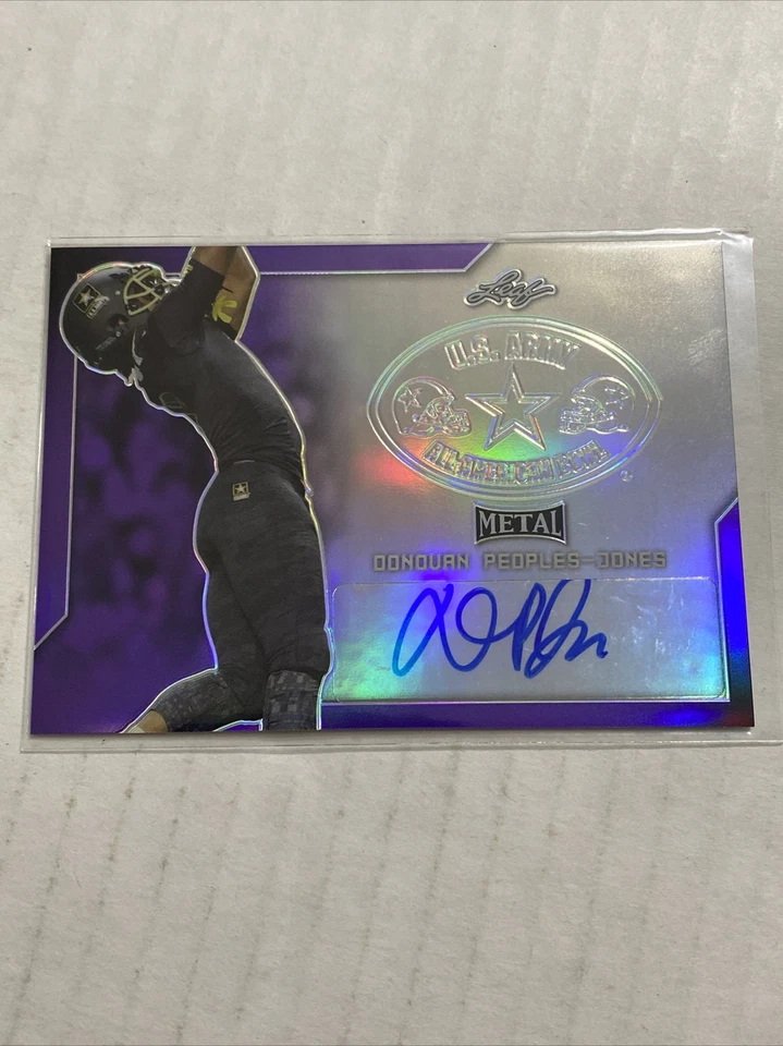 2017 LEAF METAL DONOVAN PEOPLES-JONES PURPLE US ARMY AUTO /25 BROWNS MICHIGAN! - Image 1 of 3