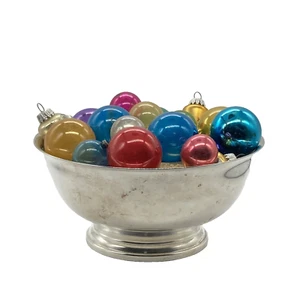Christmas Glass Ornament Centerpiece Vintage 8" Silverplate Bowl Gorham - Picture 1 of 6