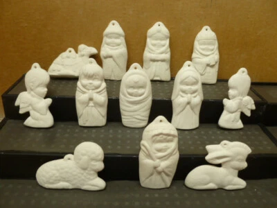 C-0201 Lote de (12) Adornos de Navidad Belén Infantil 3.5"T Cerámica Bisque Foto 1 de 4