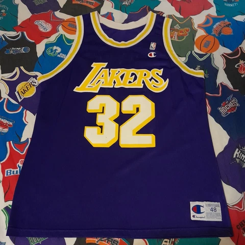 Vtg Champion Magic Johnson Los Angeles Lakers Nba Jersey Men Size 48 XL purple Cover