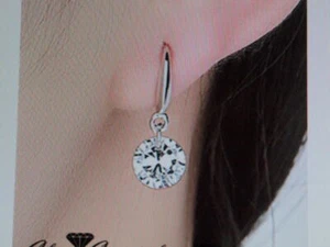 White Gold Filled Solo Clear Quartz Earrings - Picture 1 of 3