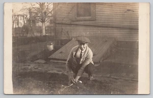 RPPC Dapper Young Boy Child Holding Pet Baby Rabbit Bunny Hare Postcard c. 1912 - Picture 1 of 5