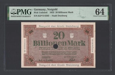 Germany- Notgeld 20 Billionen Mark 1923 PUnlisted Uncirculated Grade 64 - Image 1 of 2
