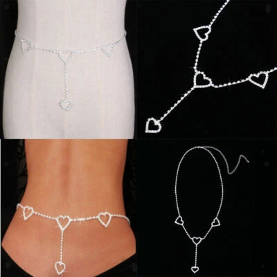 Hot sexy Ladies Body Jewelry Accessories Silver Crystal Waist Chain Rhinestone - image 1 of 3