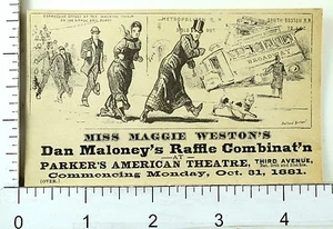Tarjeta de teatro americano Parker de Dan Maloney's Raffle de Miss Maggie Weston 1881 F73 - Imagen 1 de 2