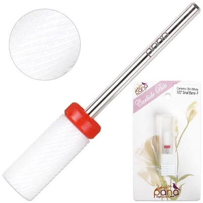 BEAUTICOM Professional High Quality Ceramic White Small Barrel Bit Nail Drill Fine Grit