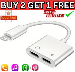 Adattatore Doppio 2in1 Caricabatteria Audio Sdoppiatore Cuffie AUX 3,5mm per Modelli iPhone - Foto 1 di 6