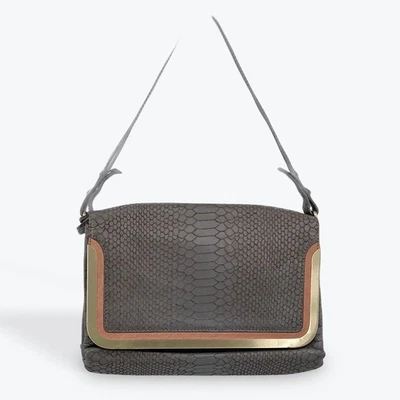 Botkier Misha Grey Cobblestone Snake Lambskin qShoulder Bag Medium Leather - Image 1 of 4