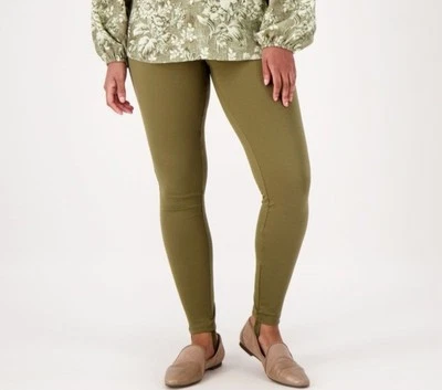 Isaac Mizrahi Stretch Knit Stirrup Leggings Sage Size M A520457 NWOT - Image 1 of 4