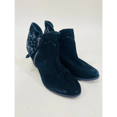 Naughty Monkey Black Suede Leather Ankle Boots Heeled Western Accents Women's - Imagem 1 de 4