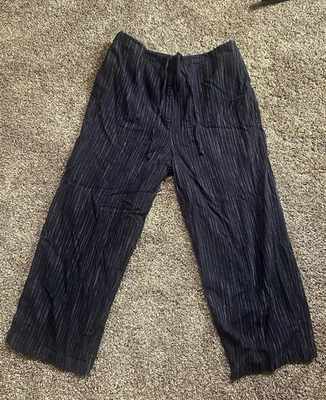 Dialogue Women’s Size Medium Blue And White Striped Linen Blend Pants - Imagem 1 de 3