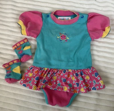 Vintage Gymboree Newborn Skirted Romper With Matching Socks Rainbow Tag - Image 1 of 4
