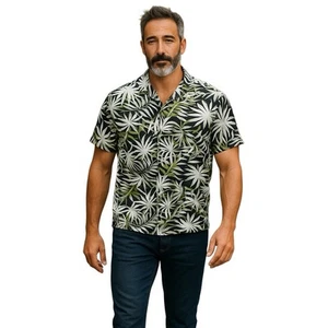 HAVANA JACK'S CAFE Hombre Hawaiana Aloha Camisa Talla L 100% Rayo Floral - Imagen 1 de 6