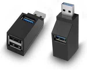 Concentrador USB 3 puertos, adaptador de expansión USB macho a hembra 2 piezas divisor de 90 grados 1  - Imagen 1 de 12
