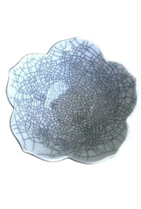 Chinese Crackle Glaze Brush Washer Green White 4”x3” Collectible - Picture 1 of 5