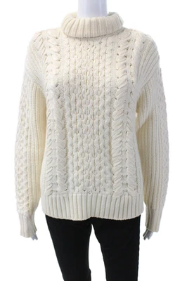 Jason Wu Womens Wool Long Sleeve Pullover Turtleneck Sweater Top Cream Size XS - Image 1 of 4