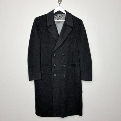 Vintage Givenchy Monsieur Wool Trench Overcoat Charcoal Gray Mens XL See Details - Image 1 of 4