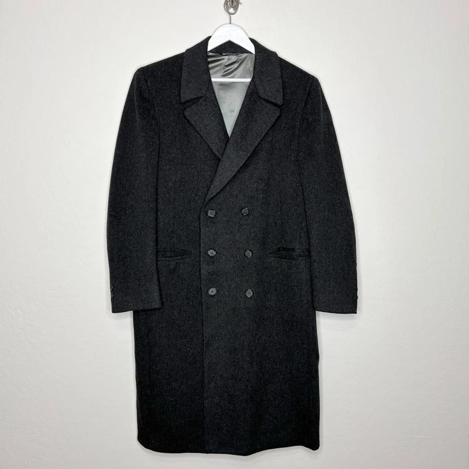Vintage Givenchy Monsieur Wool Trench Overcoat Charcoal Gray Mens XL See Details - Image 1 of 4