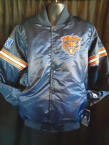 Chicago Bears Men's Quilt Lined Front Snap Starter Jacket Sm,Med,L,XL or XXL Cover