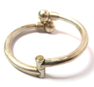 YOUNG GIRLS MEXICO TAXCO BANGLE STERLING SILVER BALL CUFF HINGED BRACELET 14gr., - Imagen 1 de 8