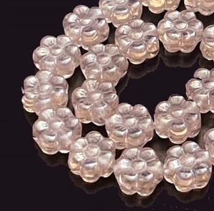 25 Czech Glass Daisy Flower Beads - Luster Rosaline 8mm - Picture 1 of 2