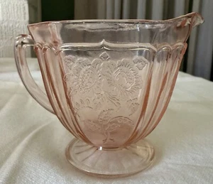 Vintage Anchor Hocking Mayfair Open Rose Pink Depression Glass Footed Creamer - Picture 1 of 5