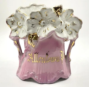 Vintage Pink & White Floral Allentown Pa. Porcelain Vase - Made in Germany - Imagen 1 de 11