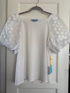 NWT CeCe Boho Knit Top Dress Tee Shirt Blouse Stretch Chiffon Sleeves M L White - Picture 1 of 3