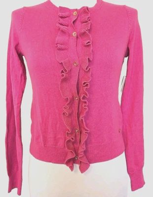 Cárdigan Juicy Couture Glamour Rosa Volantes Mezcla de Lana Algodón Niñas XL Adulto XS Foto 1 de 4