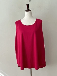 NWT! ID IDEOLOGY Women's Sz 3X Birdseye Crew Neck Sleeveless Mesh Tank Top Berry - Picture 1 of 6