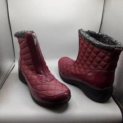 Khombu Megan 靴子女式 10 米红色勃艮第楔形 C185 — 第 1/4 张图片