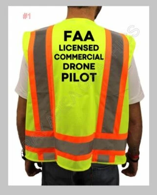 LICENSED COMMERCIAL DRONE PILOT SAFETY VEST HI-VISIBILITY REFLECTIVE #1 - Image 1 of 4