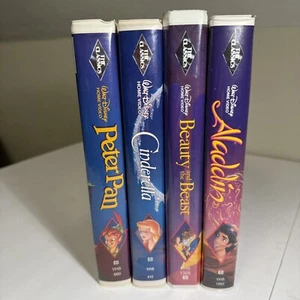 4 Disney Classic VHS Black Diamonds Peter Pan Aladdin Cinderella Beauty & Beast - Imagen 1 de 11