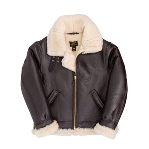 COCKPIT USA B-3 Hooded Sheepskin Bomber Jacket Brown USA MADE  Z203615 - Picture 1 of 5