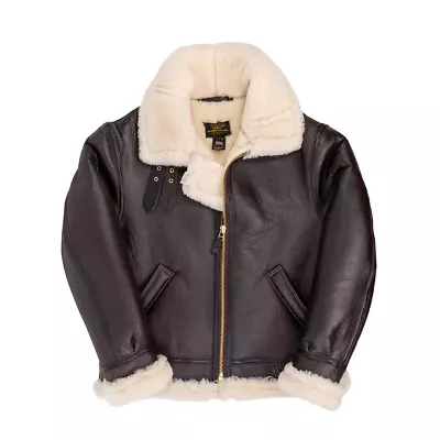 COCKPIT USA B-3 Hooded Sheepskin Bomber Jacket Brown USA MADE  Z203615 - Image 1 of 4