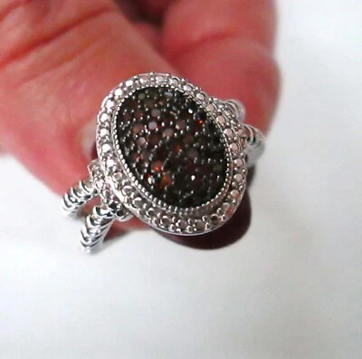 Affinity PAVE ' RED  DIAMOND Sterling Silver Ring  , size 6, NEW - Image 1 of 4