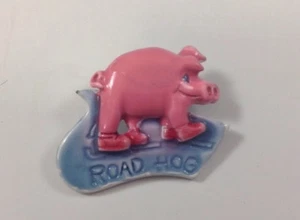 Road Hog Hand Painted Pig Pin Piggy Piglet in Red Sneakers Pin Vintage - Picture 1 of 8