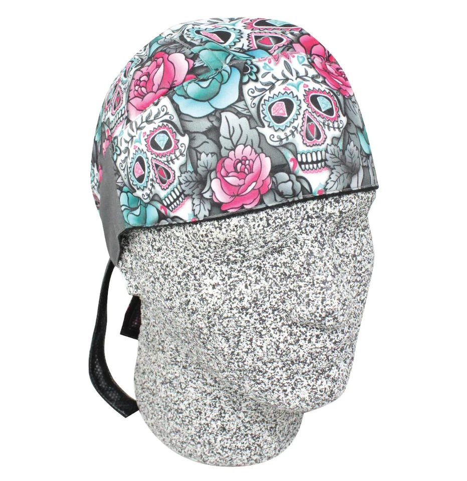 Calavera de Azúcar Rosa Día de Muertos Platino Durag Doo Trapo Calavera Gorra Banda para el Sudor Motociclista Foto 1 de 1