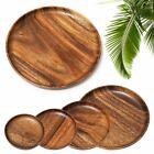 Wood Hand-made Dinner Plates Unbreakable Round Wood Plates Fruits Dishes Snacks