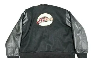 RARE! Vintage Elvis Presley Varsity Letterman Jacket Large Black Wool Leather - Picture 1 of 5